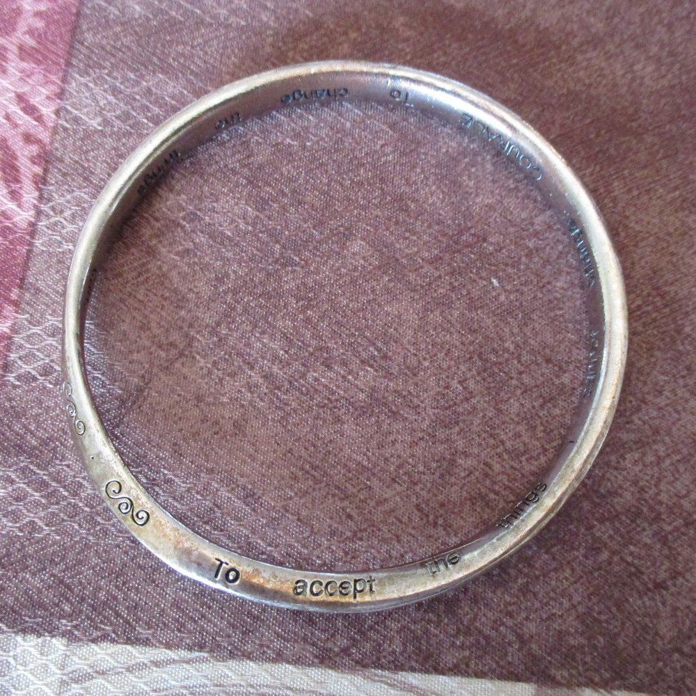 Silver Tone Serenity Bangle Bracelet